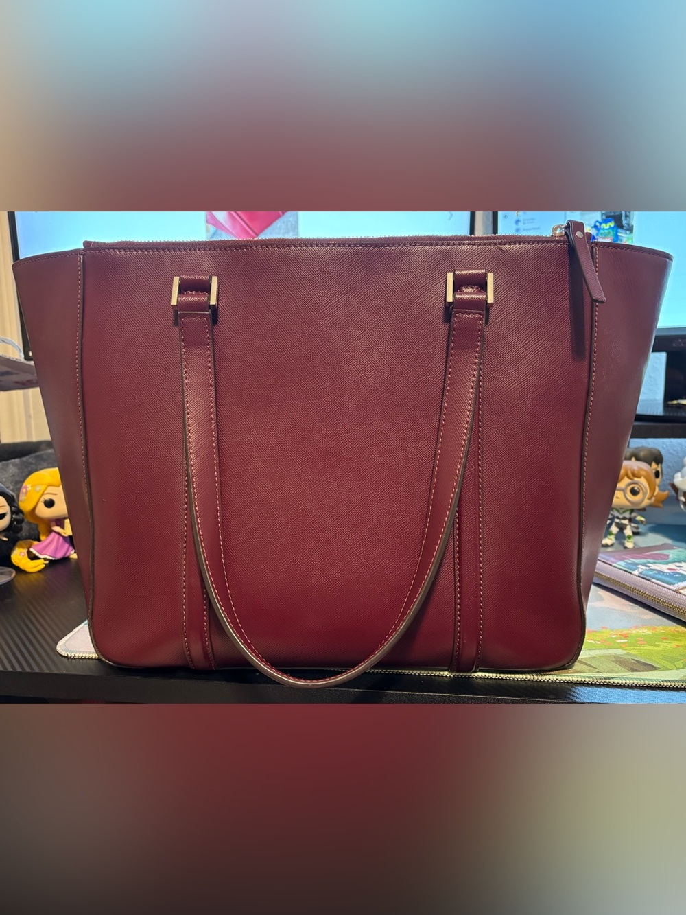 kate spade Burgundy Newport Lane Briar Tote with Gold Logo - Picture 2 of 8
